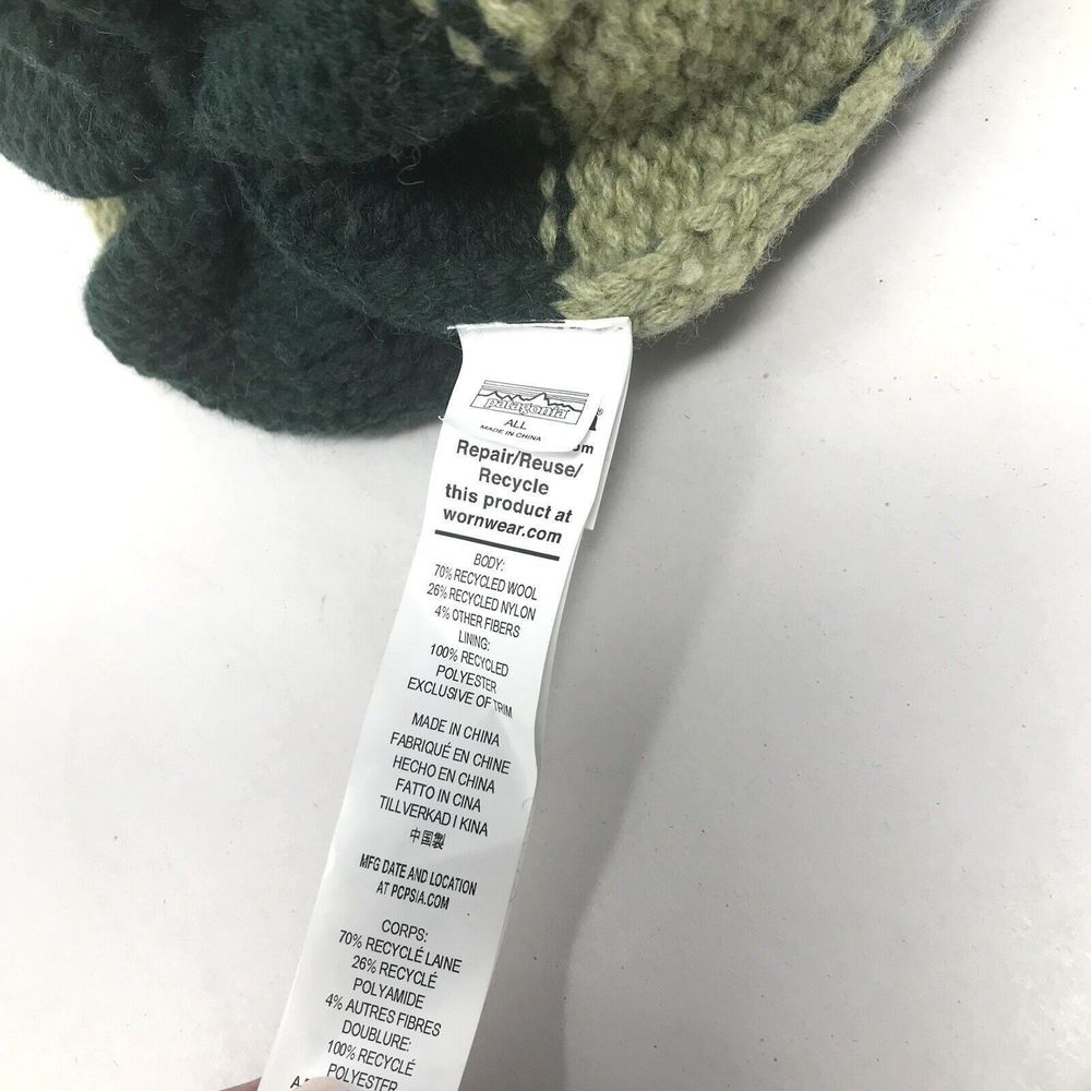 Patagonia Snowbelle Beanie Winter Hat Adult One Size Nordic Knit Northern Green - Picture 4 of 8